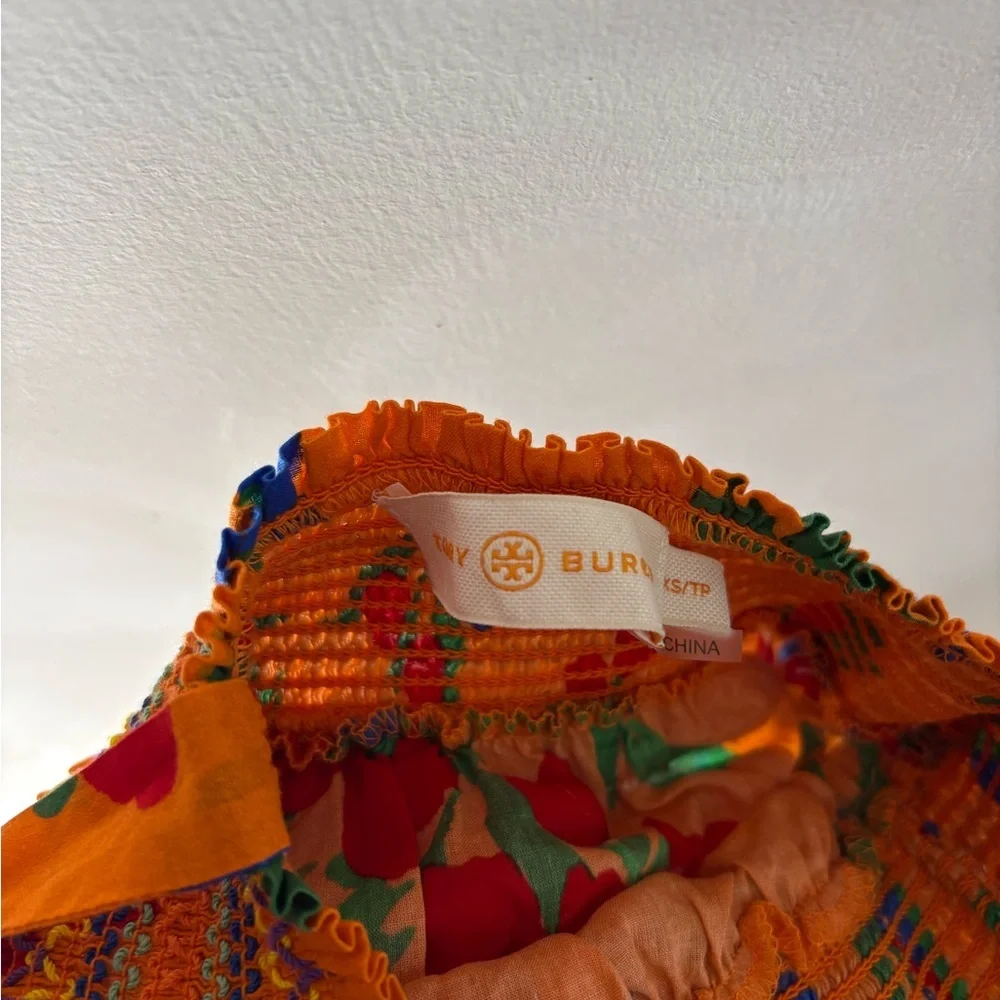 Orange Floral Smocked Maxi Dress